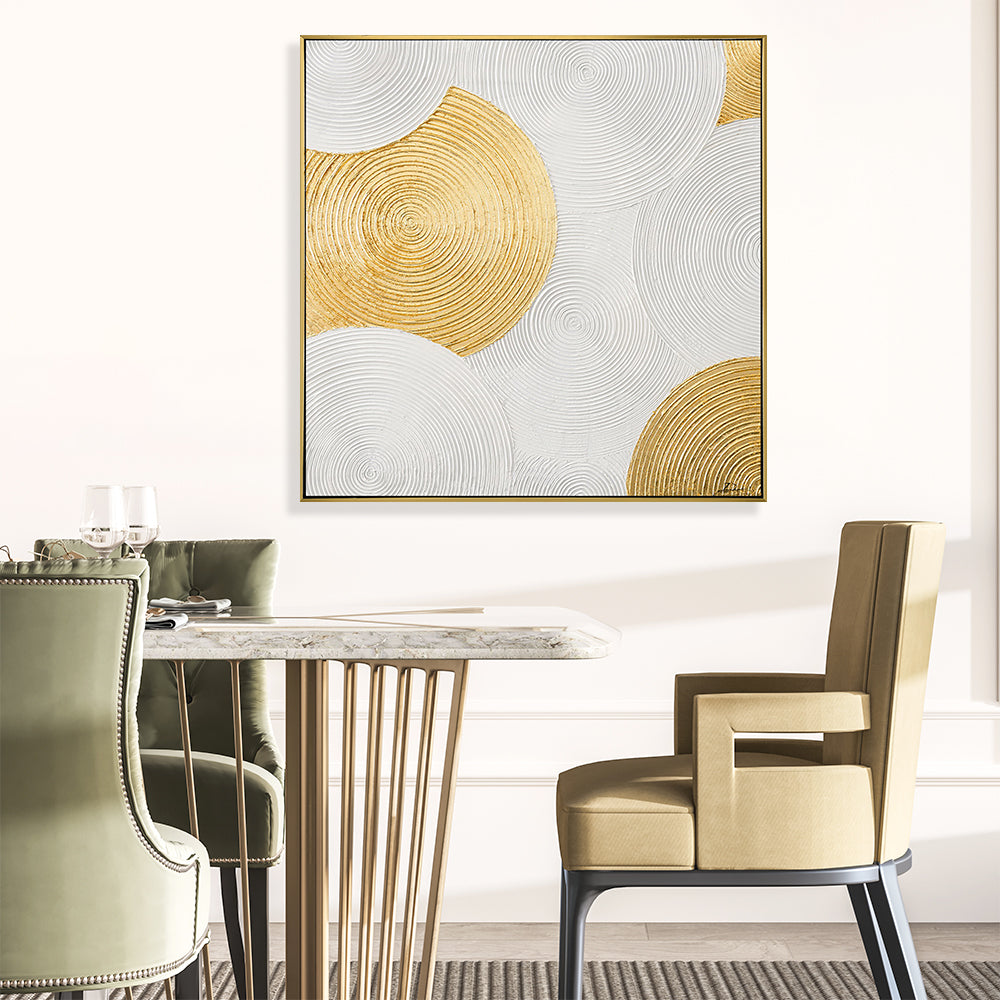 White And Gold Swirl Hand Painted Wall Art