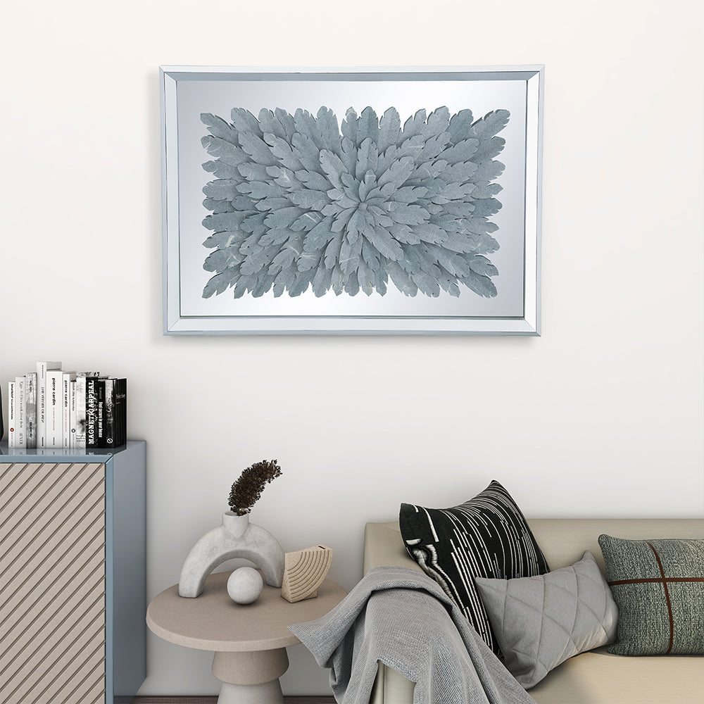 Contemporary Style Feather Shadow Box Wall Decor Framed Wall Art