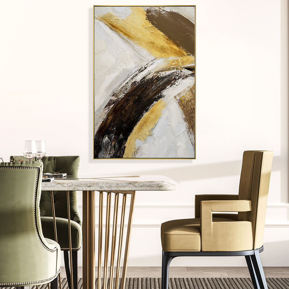 Hand Painted Yellow And Cream Abstract Wall Art