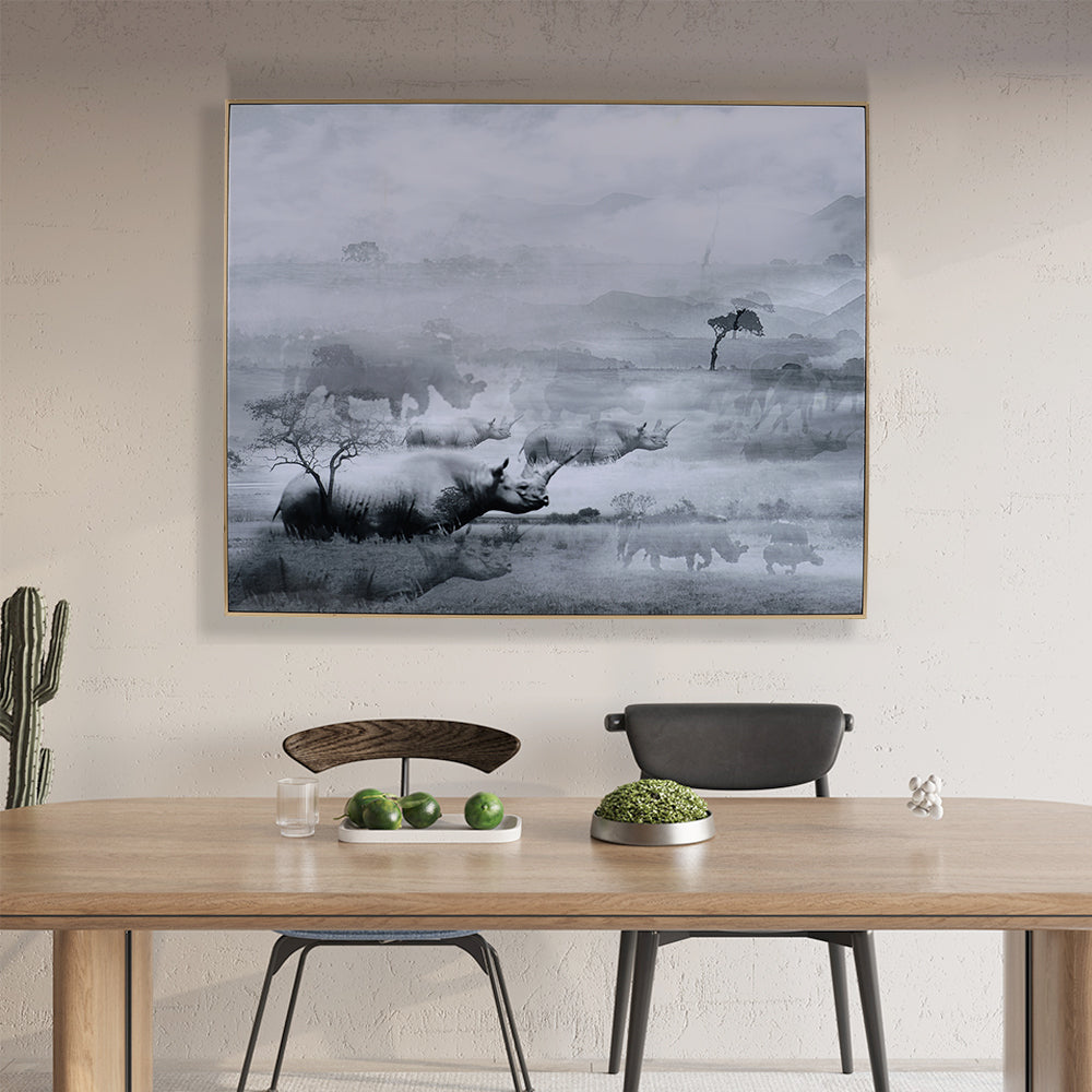 Contemporary Gray Wrapped Canvas Wall Art