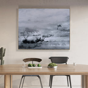 Contemporary Gray Wrapped Canvas Wall Art