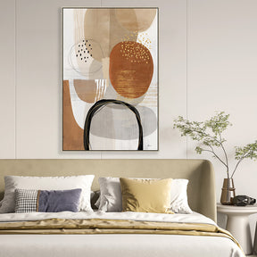 Brown Overlapping Circles Half Hand Painted Wall Art