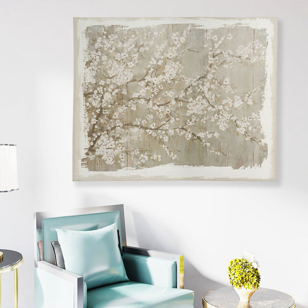 Modern Style Saison White Cherry Blossom Mural