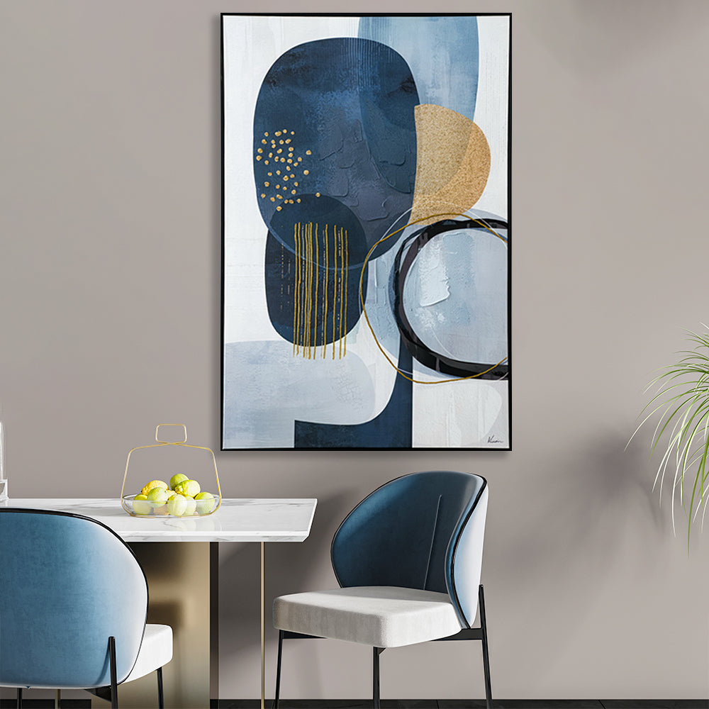 Blue And Black Half Hand Painted Wall Art