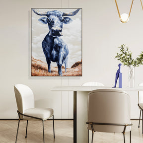 Blue Cow Hand Painted Oil Painting Wall Art