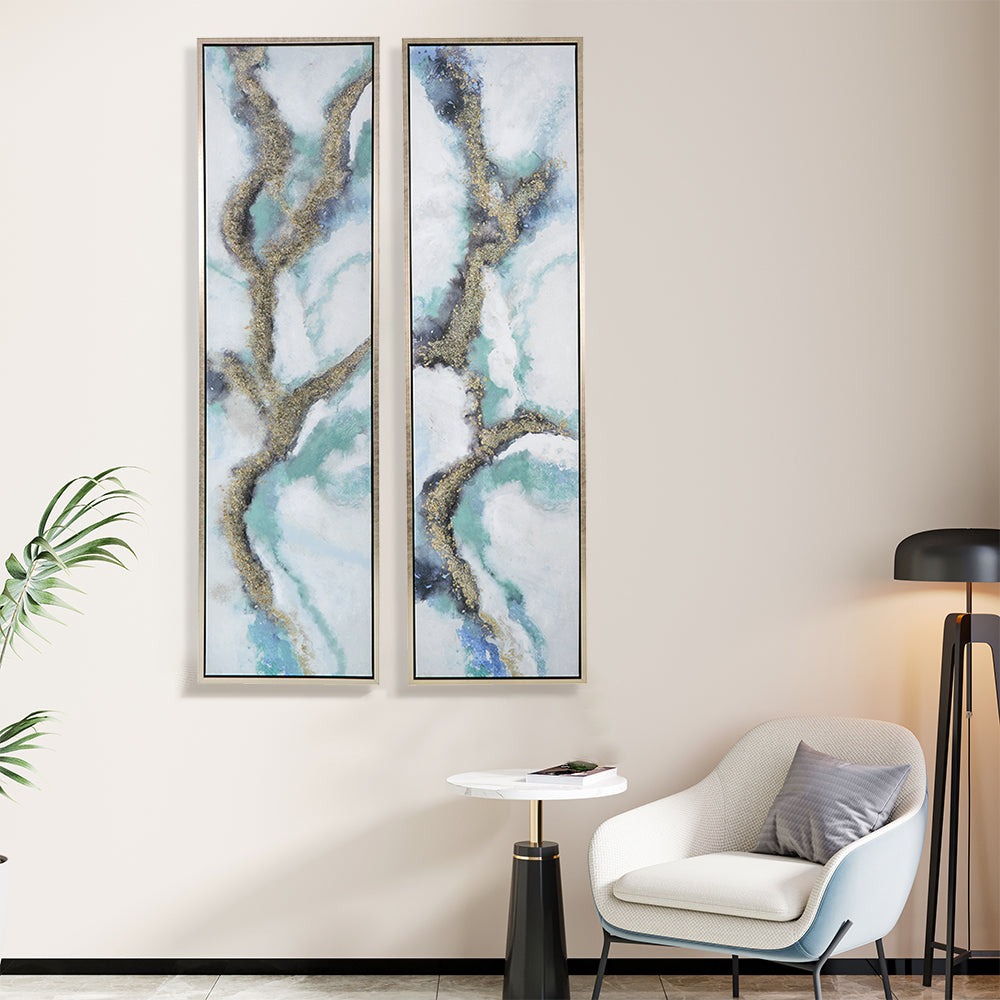 S/2 Blue And White Clouds Patterns Wall Art