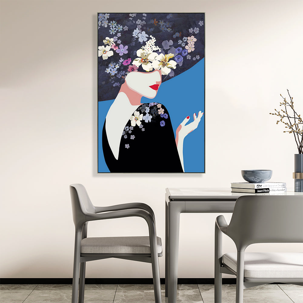 Woman And Flowers Half Hand Painted Oil Painting