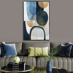 Blue And Black Half Hand Painted Wall Art