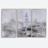 S/3 Black And White Sketch London Scenery Wall Art