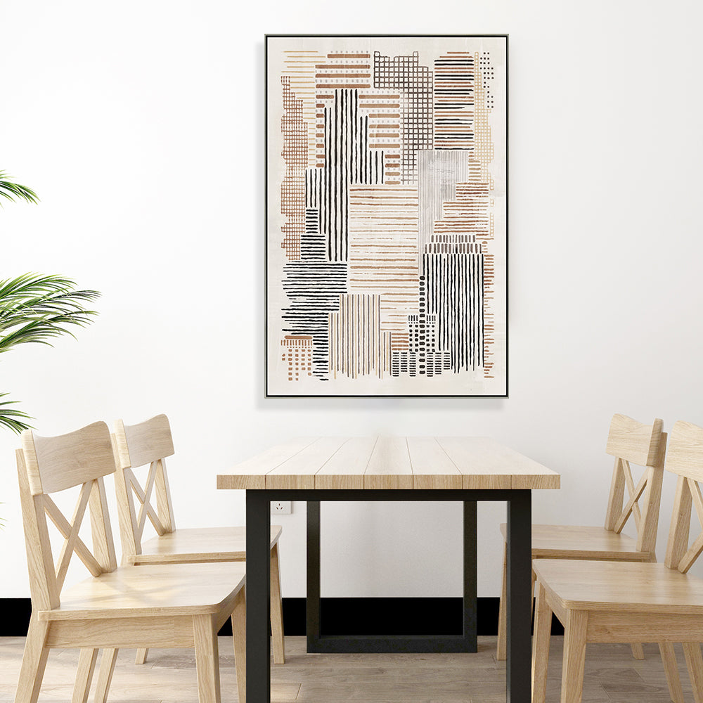 Horizontal And Vertical Texture Half Hand Painted Wall Art