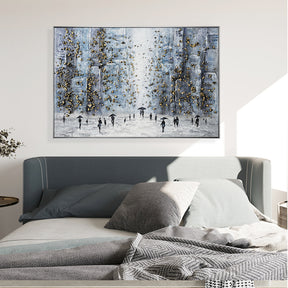 Snowing Day Framed Hand-painted Wall Art