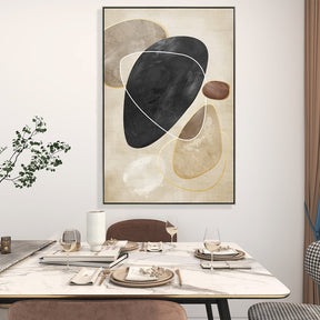 Black And Beige Stone Half Hand Painted Wall Art