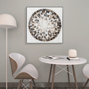 Round Flower Core Oil Painting Framed Wall Art