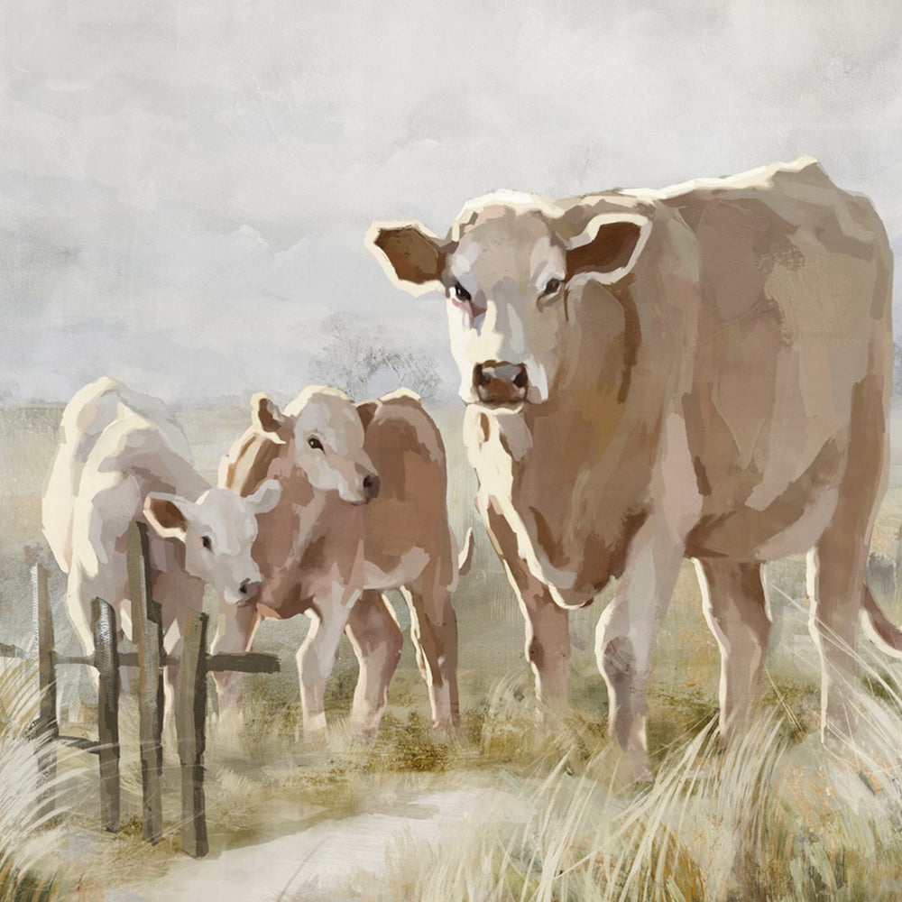 Animal Cow Half Hand Painted Canvas Wall Art