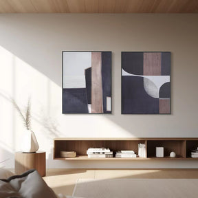 S/2 Abstract Geometric Lines And Graphic Wall Art