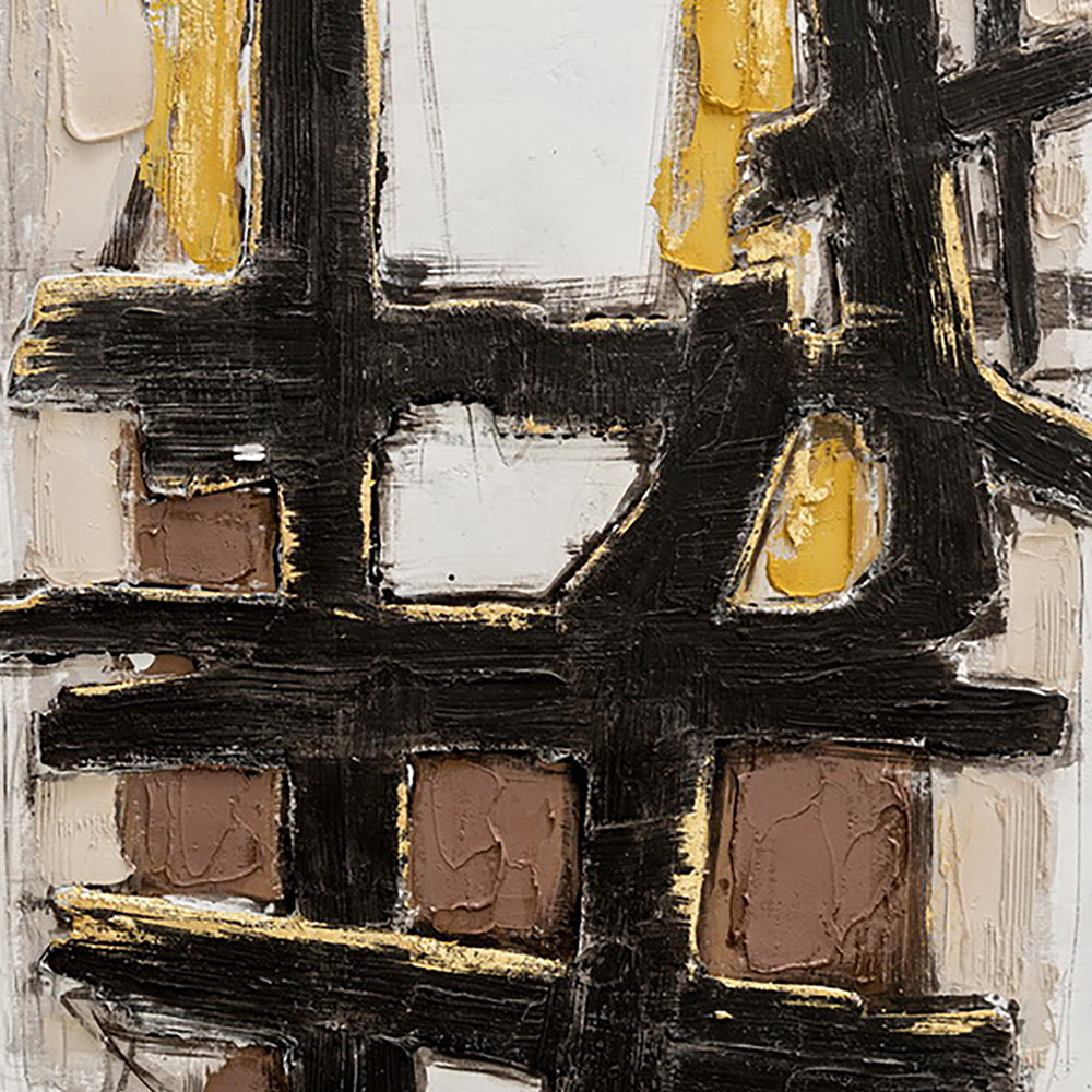 Black Brown And Yellow Lines Hand Painted Oil Painting