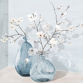 White Plum Flower Half Hand Painted Canvas Wall Art