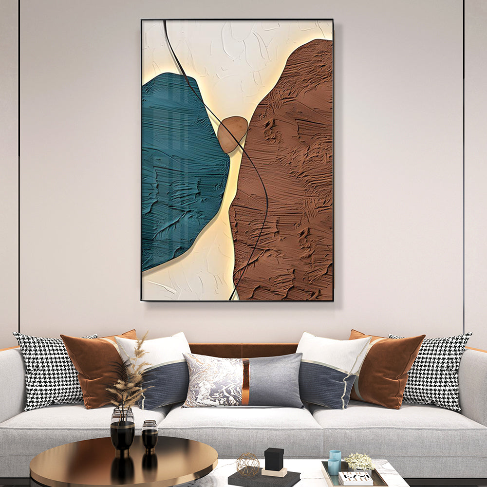 Contemporary Abstract Cascading Rocks Texture Framed Wall Art