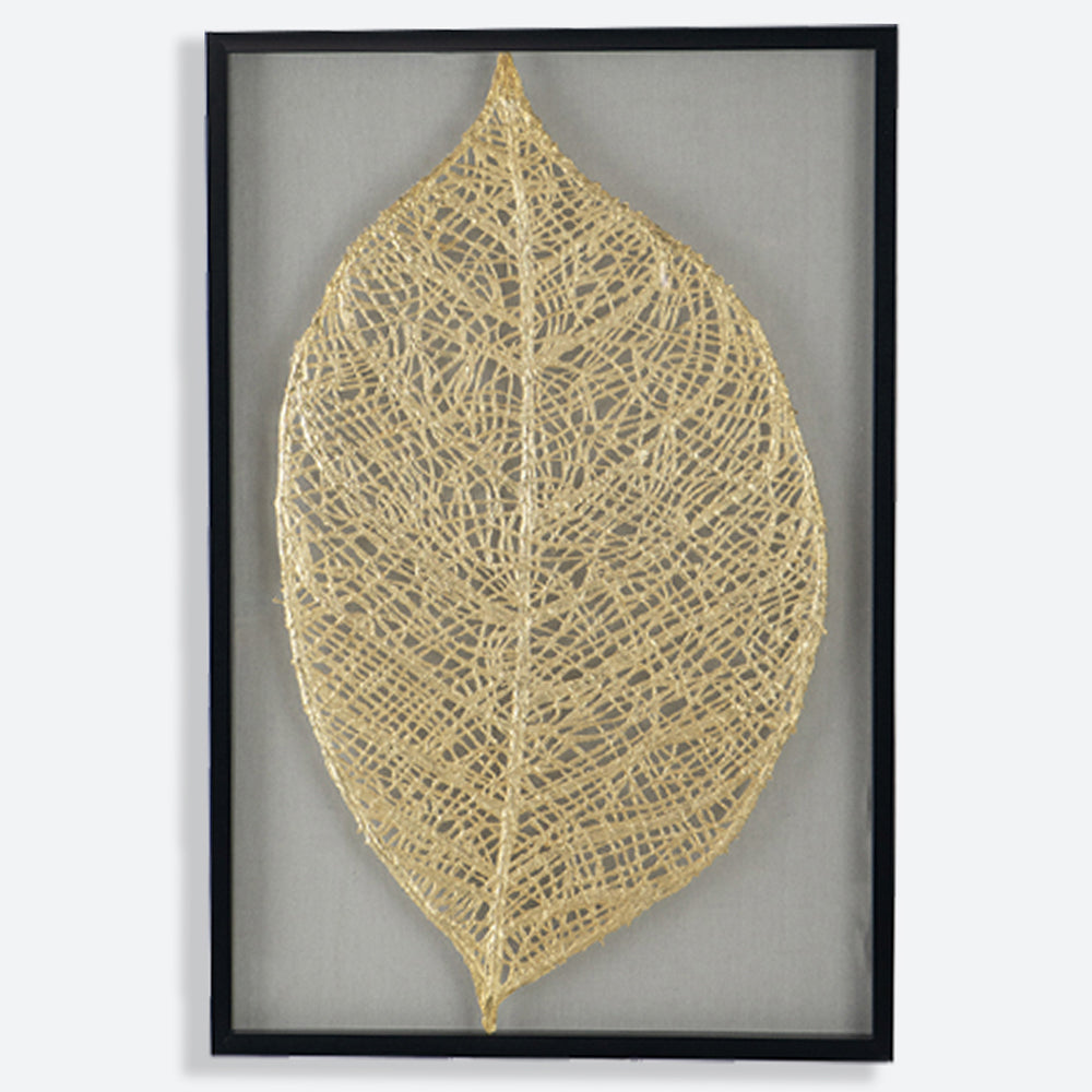 Contemporary Adonis Gold Toned Paper Leaf Shadow Box Wall Decor