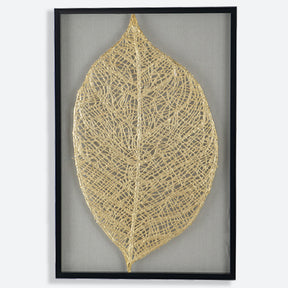 Contemporary Adonis Gold Toned Paper Leaf Shadow Box Wall Decor