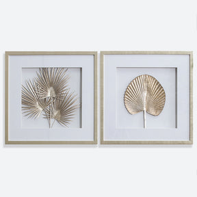 Minimalist Style S/2 Bohemian Gold Botanical Wall Arts