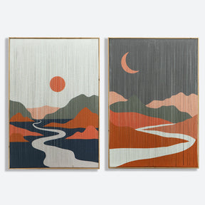 Minimalist Tassel Prints Sun and Moon S/2 Wall Art