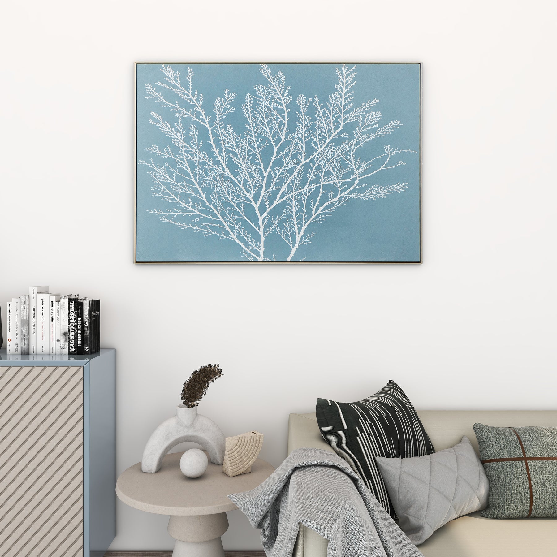 Minimalist Deep Blue Coastal Framed Wall Art