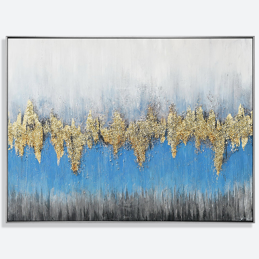 Blue And Gold Hand Painted Canvas Wall Art