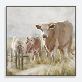 Animal Cow Half Hand Painted Canvas Wall Art