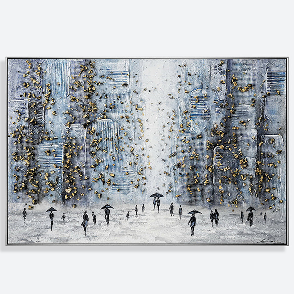 Snowing Day Framed Hand-painted Wall Art