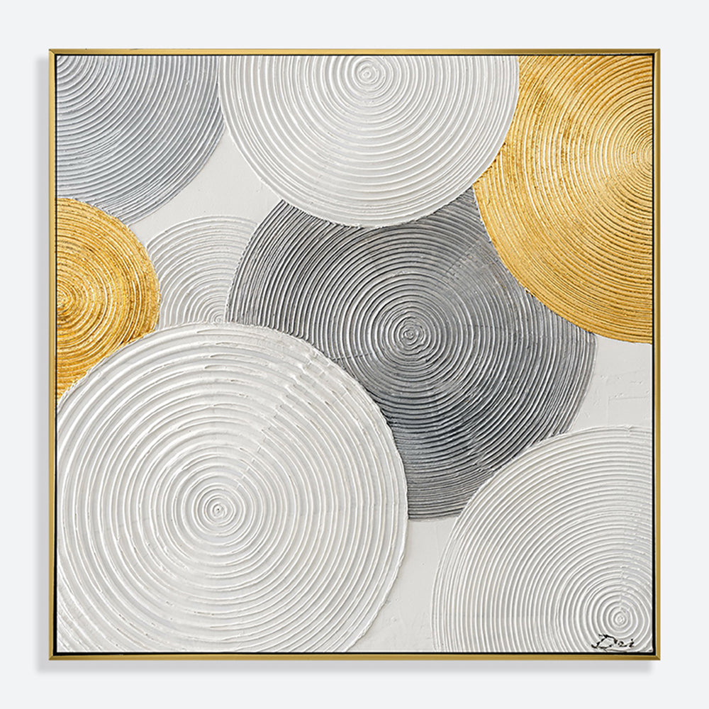 White And Gold Swirl Hand Painted Wall Art