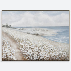 White Flowers Hand Painted Oil Painting Wall Art