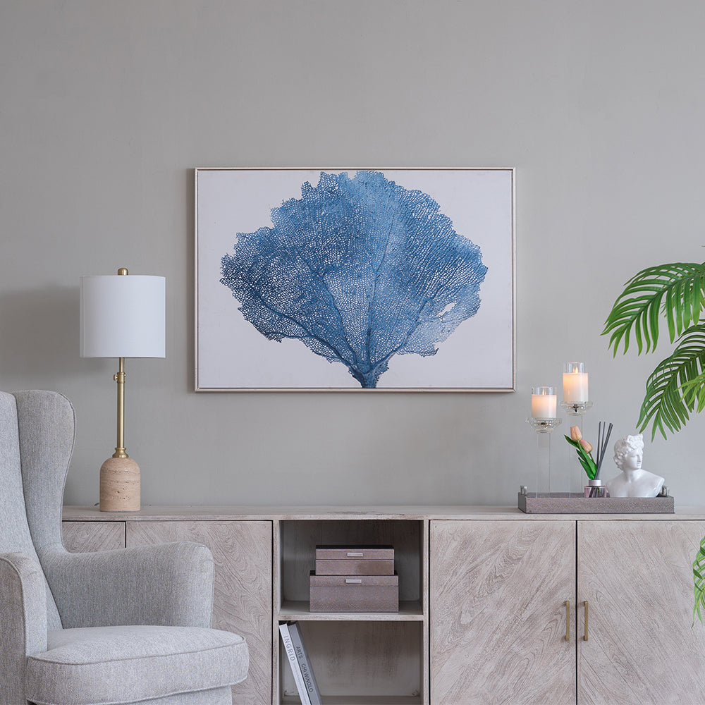 Modern Blue And White Abstract Tree Rectangle Frame Wall Art