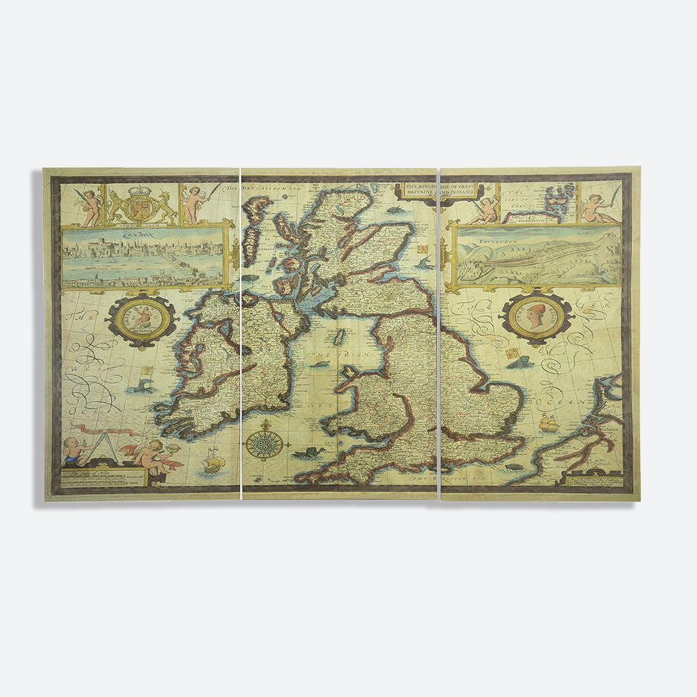 S/3 Traditional Map Framed Wall Art