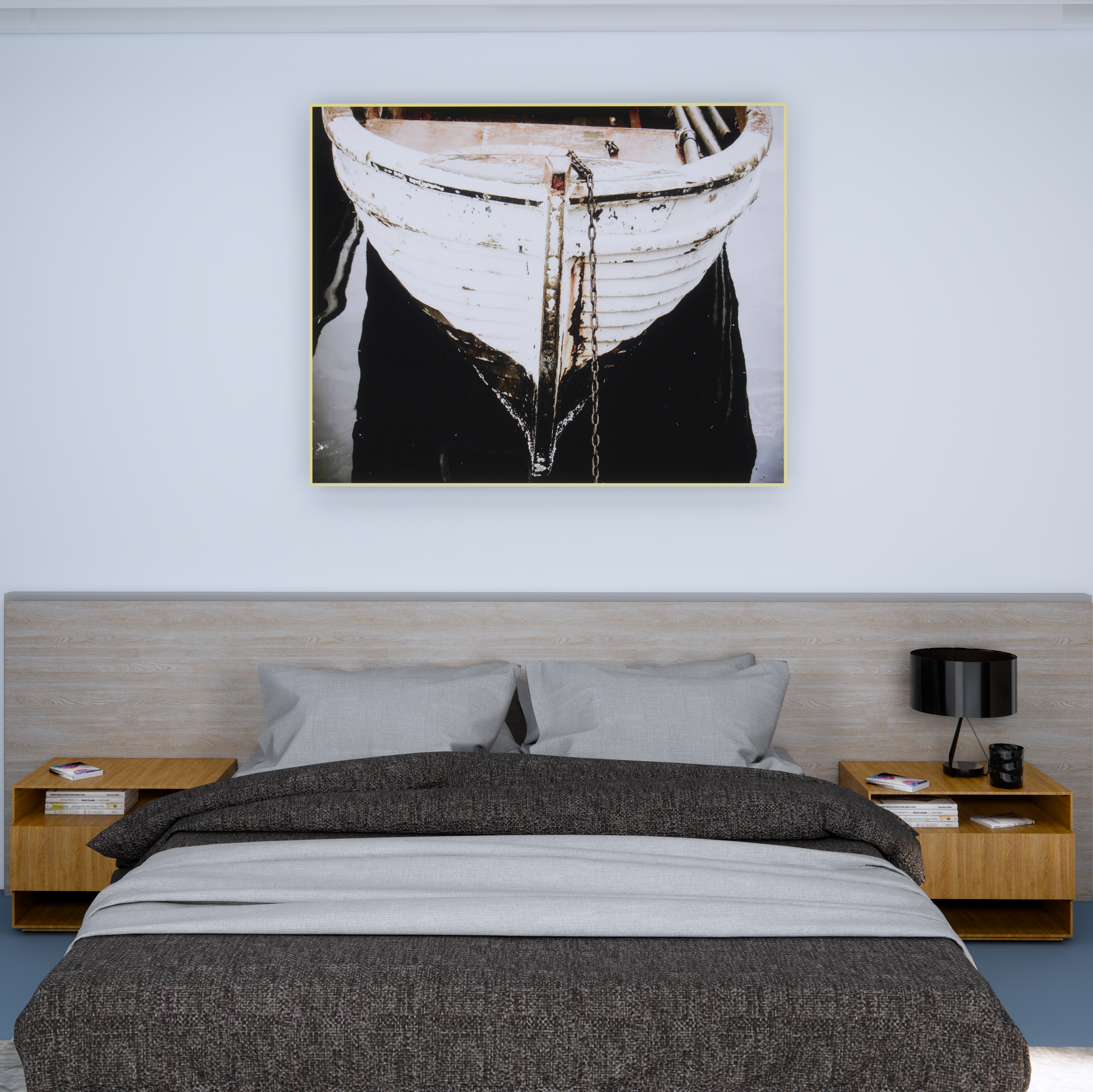 Contemporary Moored Weathered Boat Wall Art