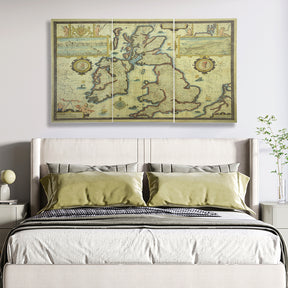 S/3 Traditional Map Framed Wall Art