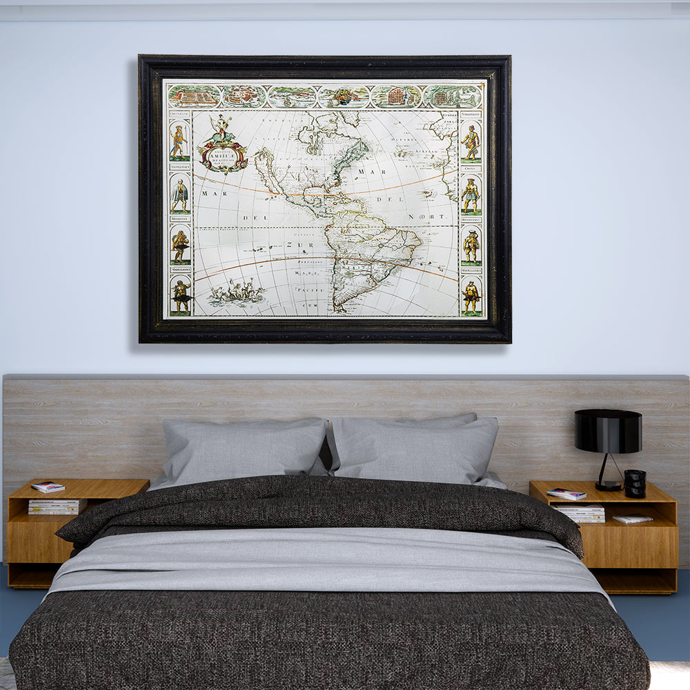 47”L x 36”H Traditional European Map Wall Art