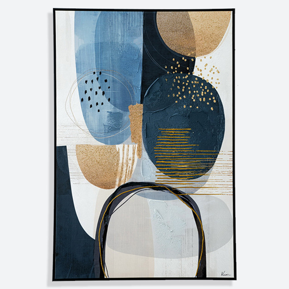 Blue And Black Half Hand Painted Wall Art