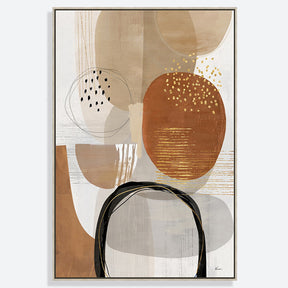 Brown Overlapping Circles Half Hand Painted Wall Art