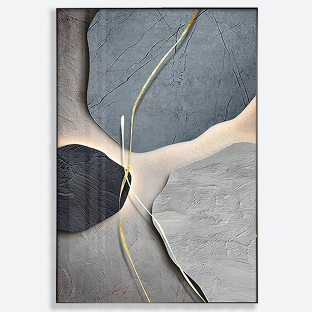 Contemporary Abstract Cascading Rocks Texture Framed Wall Art