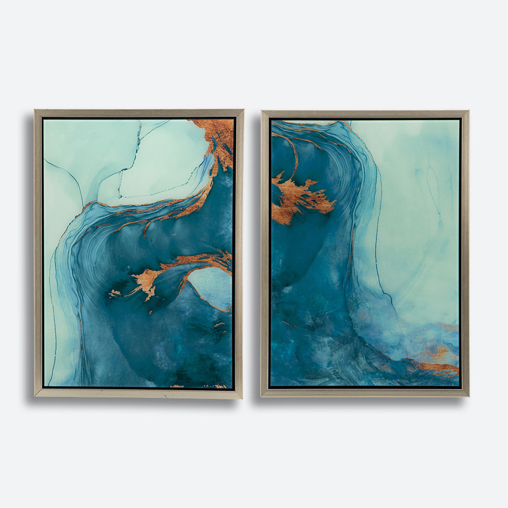 Abstract Blue and Green Acrylic Framed Wall Art