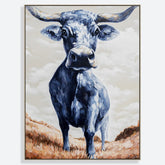 Blue Cow Hand Painted Oil Painting Wall Art