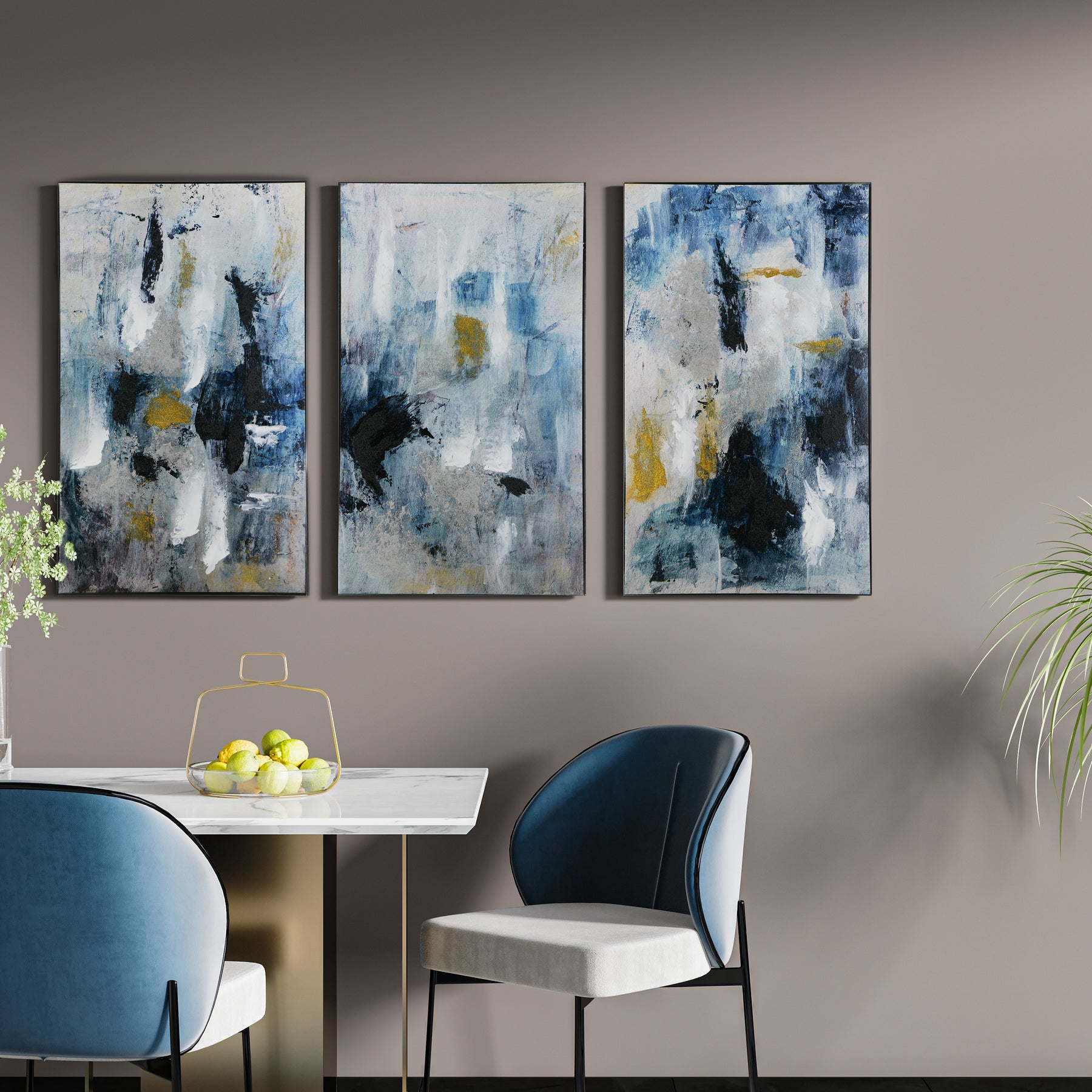 Watercolor Oil Painting Colleen Modern Abstract S/3 Wall Art Print