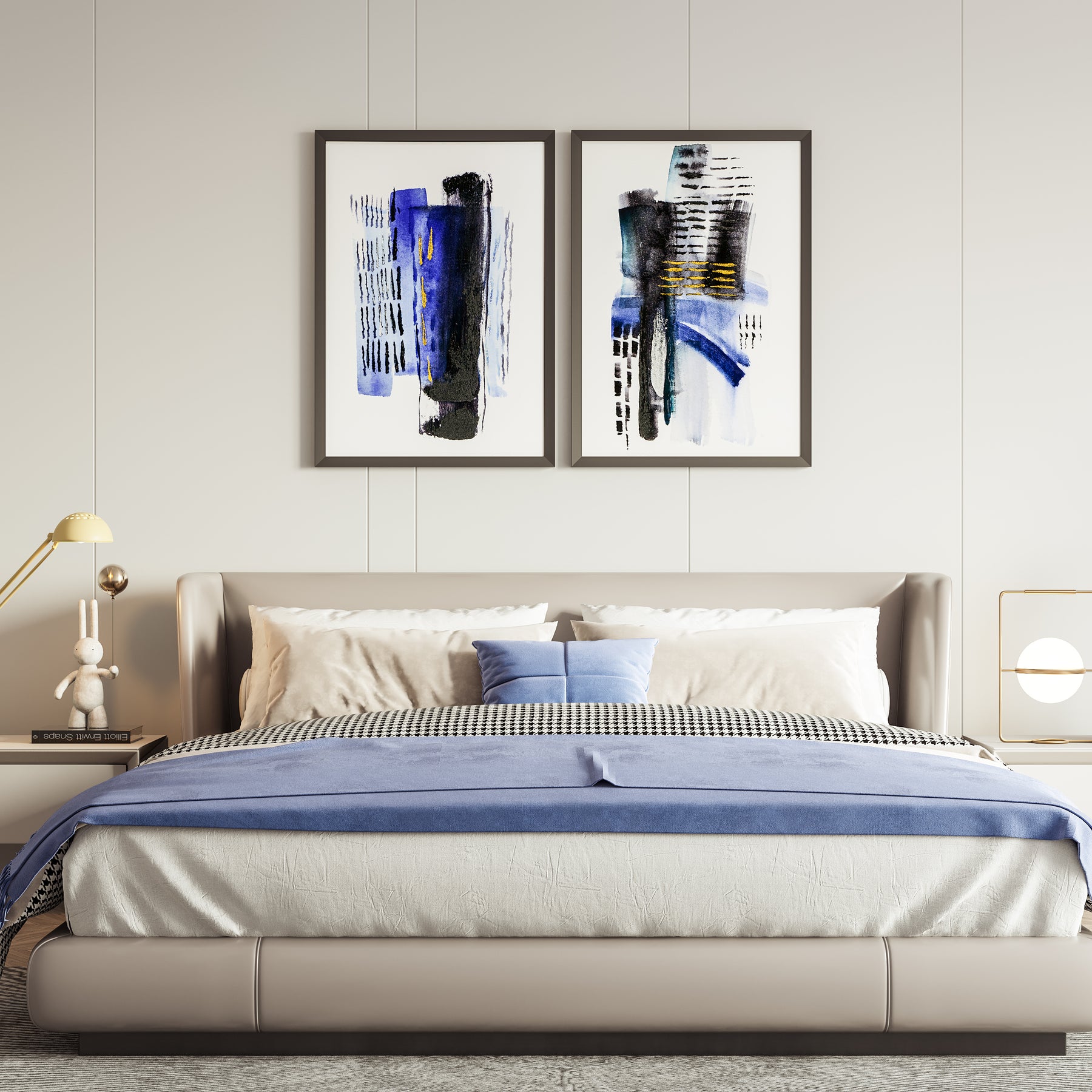 Blue And Black Rosanna Abstract Wall Art