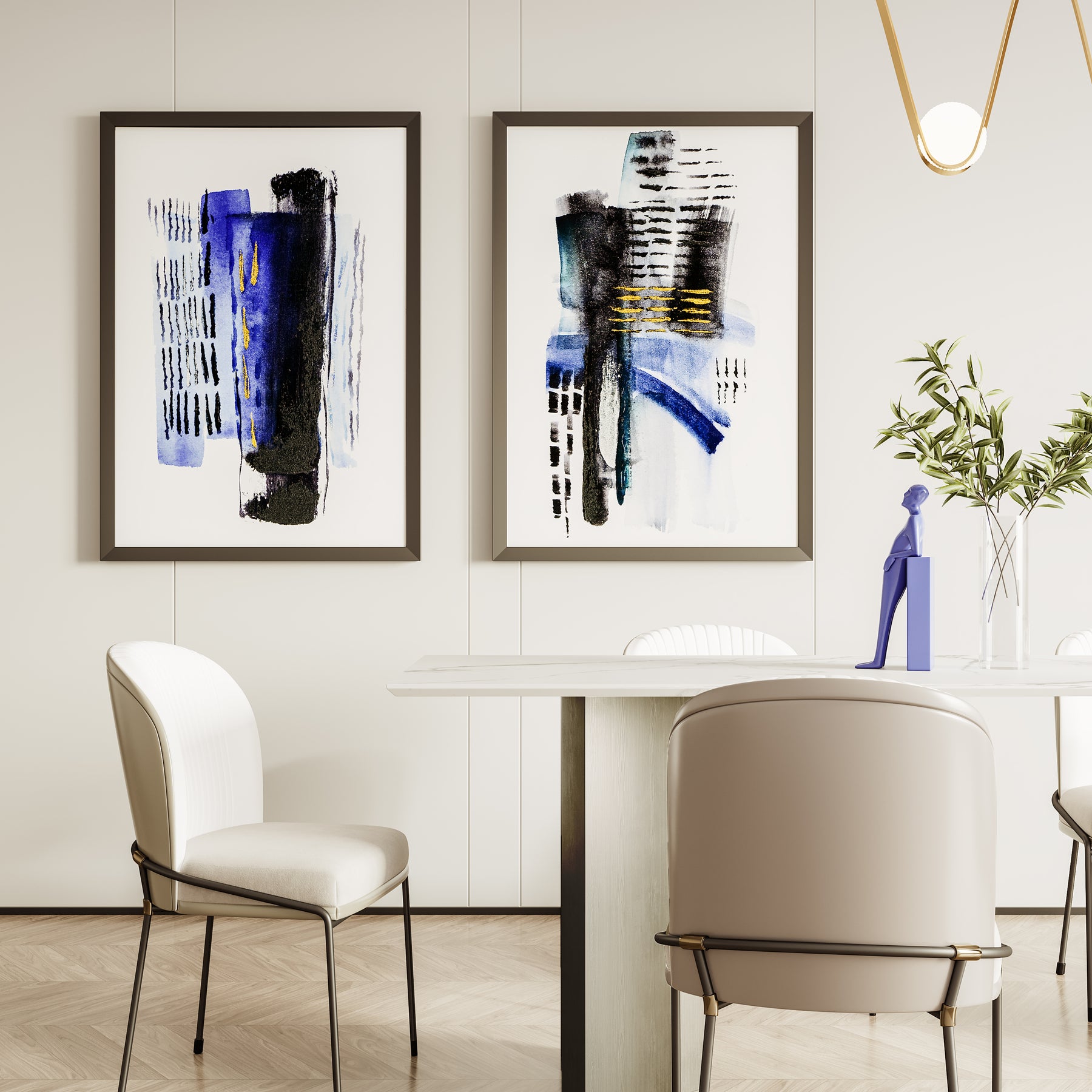 Blue And Black Rosanna Abstract Wall Art