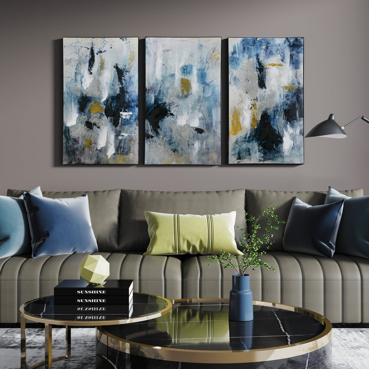 Watercolor Oil Painting Colleen Modern Abstract S/3 Wall Art Print