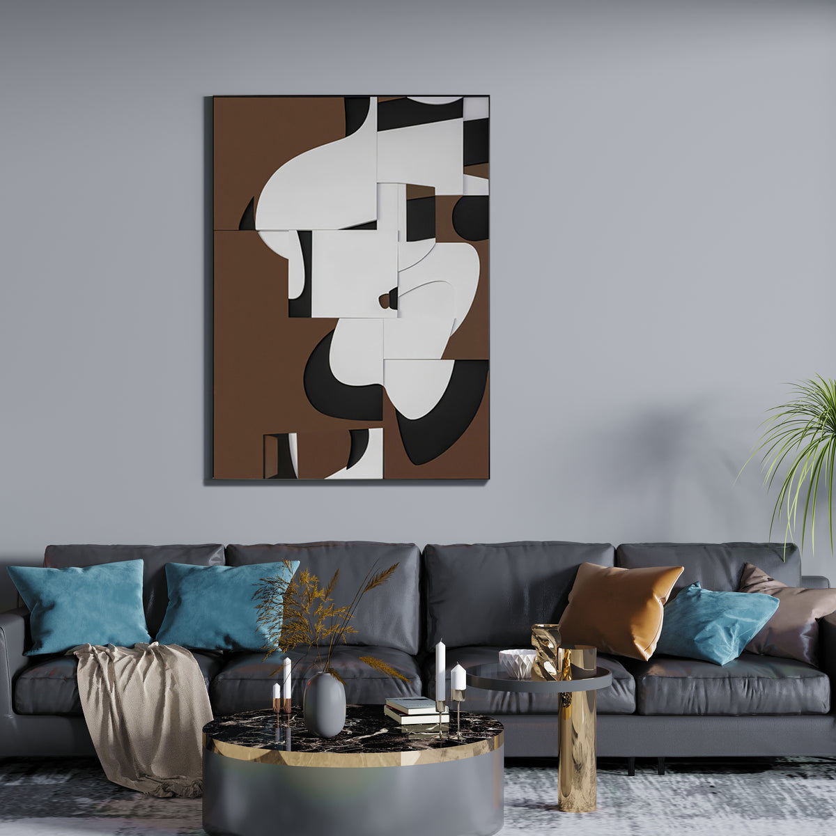 Geometric Abstract 3D Stereoscopic Minimalist Modern Framed Wall Art