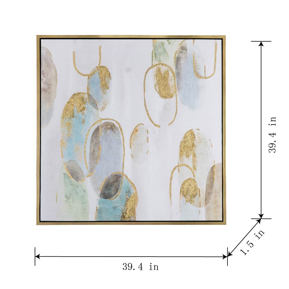 Modern Abstract Circle Design Golden Square Oil Painting